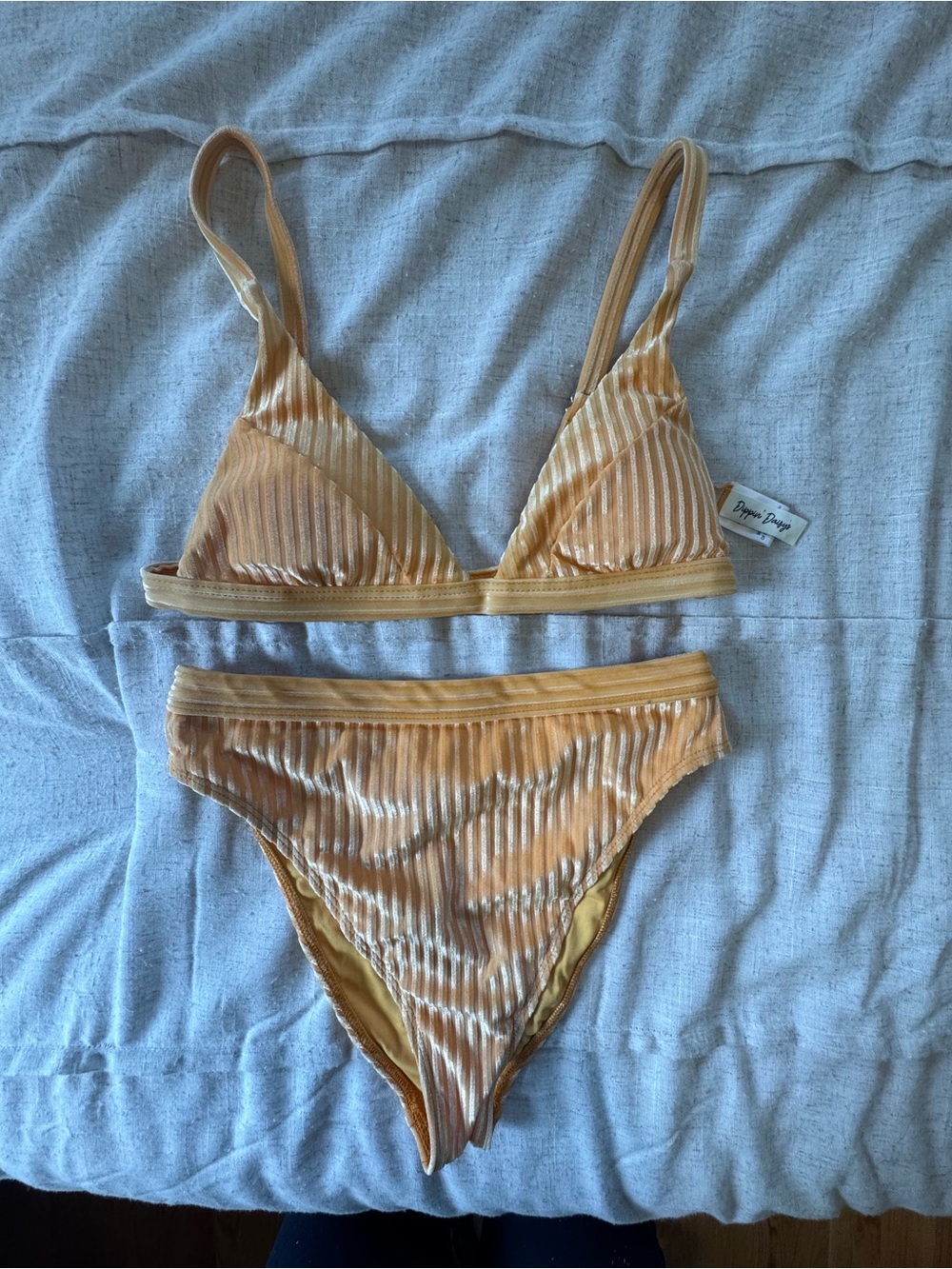 Dippin' Daisy's Golden Yellow Velvet Ribbed Bikini Set